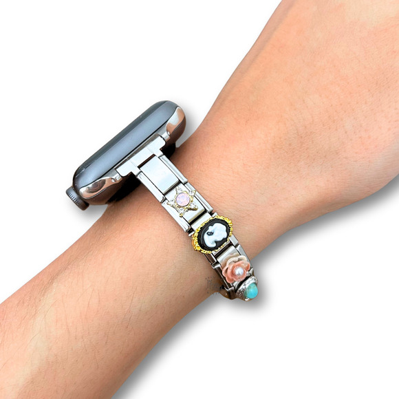 Italian Charm Bracelet Band Compatible with Smart Watch Feminine Style Silver - Picture 4 of 4